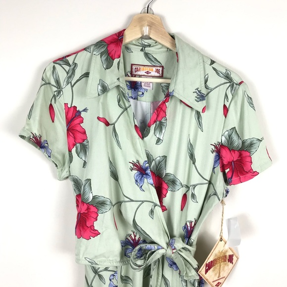 Caribbean Joe Green Floral Maxi Summer Dress - L - Picture 3 of 8